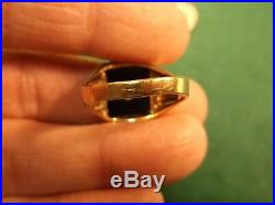 Neat Older Vtg Antique Mens 10k Yellow Gold & Onyx Art Deco Signet Ring M-w-f