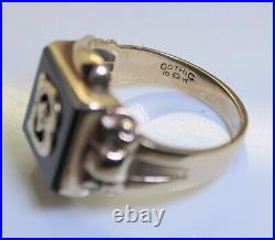 Nice Heavy Vintage 1940's 10K Gold Men's B Signet Ring, Size 9.5, 6.3 Grams
