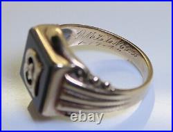 Nice Heavy Vintage 1940's 10K Gold Men's B Signet Ring, Size 9.5, 6.3 Grams