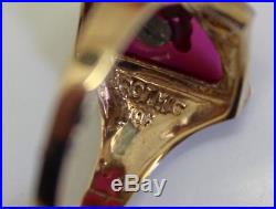 Nice Vintage 10K Yellow Gold GOTHIC K Signet Men's Ring With Diamond