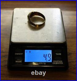 Nice Vintage Men's 10K Gold. 75 Ct Oval Sapphire & Diamond Cocktail Ring, s10.75