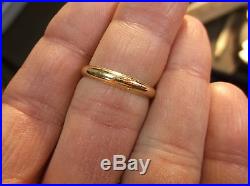 Nice Vtg Antique Men's 14k Reeded Edge Yellow Gold Wedding Band, Dated 1947