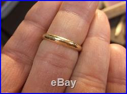Nice Vtg Antique Men's 14k Reeded Edge Yellow Gold Wedding Band, Dated 1947