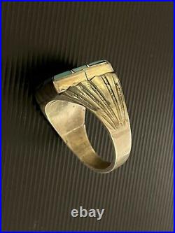 Norman Lee vintage Hummingbird mens turquoise ring 925
