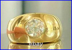 Old European Cut Diamond Gypsy Ring Estate Bezel Antique Videos Mens Unisex