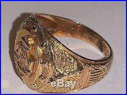 Old VINTAGE Men's 10KT Solid YELLOW Gold U. S. N, US NAVY Ring Size 9 USN B&B