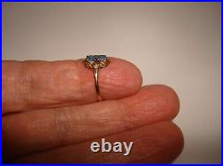 Old Vintage Beautiful Delicate Coctail 10k Yellow Gold Blue Stones Ring Size 6