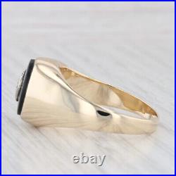Onyx Diamond Men's Signet Ring 10k Yellow Gold Size 12 Vintage