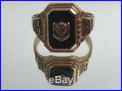 Onyx Stone 14kt Gold Mens Graduation 1957 Vintage Ring Size 11