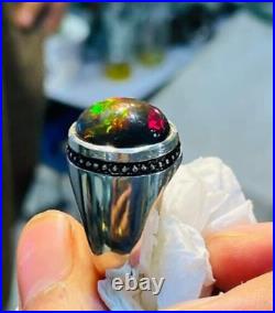 Original Black Fire Opal 925 Sterling Silver Ring- MEN & WOMEN ring