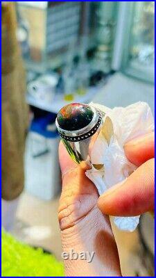 Original Black Fire Opal 925 Sterling Silver Ring- MEN & WOMEN ring