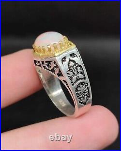 Original White Fire Opal Gold Filled 925 Sterling Silver Ring- MEN & WOMEN ring