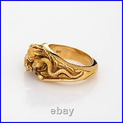 Panther Snake Nest Ring Vintage 18k Yellow Gold Heavy 37 Grams Men's Jewelry