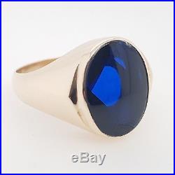 Preloved Vintage 9ct Gold Created Sapphire Signet Mens Ring RRP$1690
