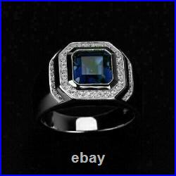 Princess Ring In White Gold Plated Cubic Zirconia Men's Engagement Wedding