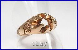 Rare Antique Ostby & Barton USA 12K Rose Gold Belcher Mens Band Ring Sz 10 As-Is