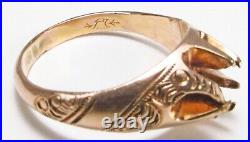 Rare Antique Ostby & Barton USA 12K Rose Gold Belcher Mens Band Ring Sz 10 As-Is