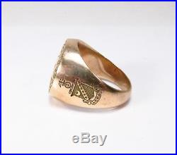 Rare Vintage Kappa Sigma College Fraternity 10K Gold Signet Mens Ring Size 8-3/4