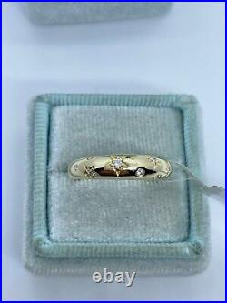 Real Moissanite 0.20Ct Round Cut Star Eternity Wedding Band 14K Yellow Gold Over