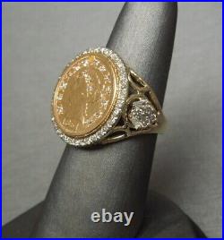 Real Moissanite 1851 Dollar Coin Vintage Engagement Ring 14K Yellow Gold Plated