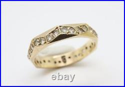 Real Moissanite 1Ct Round Cut Vintage Full Eternity Ring 14K Yellow Gold Plated