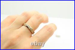 Real Moissanite 1Ct Round Cut Vintage Full Eternity Ring 14K Yellow Gold Plated