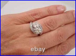 Real Moissanite 1.50Ct Round Cut Vintage Engagement 14K White Gold Silver Plated