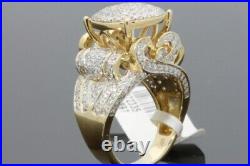 Real Moissanite 2.10Ct Round Cut Cluster Engagement Ring 14K Yellow Gold Finish