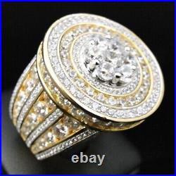 Real Moissanite 2.80Ct Round Engagement Pinky Ring 14K Yellow Gold Plated Silver