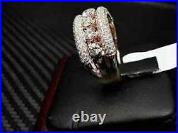 Real Moissanite 3.50 CT Round Cut Men's Wedding Band Ring 14K Rose Gold Plated