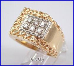 Real Moissanite Vintage Estate Cluster Engagement Ring 14K Yellow Gold Plated