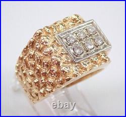 Real Moissanite Vintage Estate Cluster Engagement Ring 14K Yellow Gold Plated
