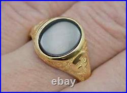 Real Solid 14K Yellow Gold Oval Black Onyx Signet Vintage Style Ring ALL Sizes