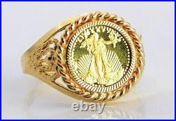 Rope Bezel Liberty Vintage All Size Unisex Band Ring US 14k Yellow Gold Over