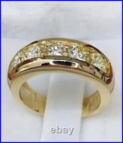 Round Cut Lab Created Diamond Men's Wedding Band Ring 14k Yellow Gold Plated