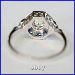 Round Genuine Moissanite Vintage Bezel Set Wedding Ring 14k White Gold 2.10 Ct