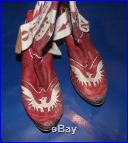 Sam Houston Ring Worn Western Style Wrestling Boots Vintage Eagle Design Boots