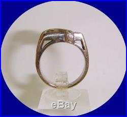 Sharp Vintage Men's 18k White Gold Sapphire & Diamond Ring- Size 8