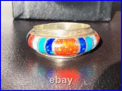 Singed Vintage Old Opal men's Ring 9.5 Odd SUPERB Sterling silver 925 ORANGE