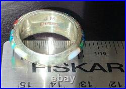 Singed Vintage Old Opal men's Ring 9.5 Odd SUPERB Sterling silver 925 ORANGE