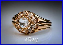 Solid 10k Rose Gold 1.50 Ct Round Cut Diamond Men's Vintage Engagement Ring