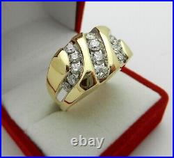 Solid 14K Yellow Gold 1.66Ct Round Cut Natural Moissanite Men's Wedding Ring