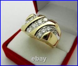 Solid 14K Yellow Gold 1.66Ct Round Cut Natural Moissanite Men's Wedding Ring