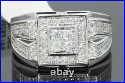 Solid 925 Silver Men's 1.70CT Round Cut Simulated Diamond Engagement Ring