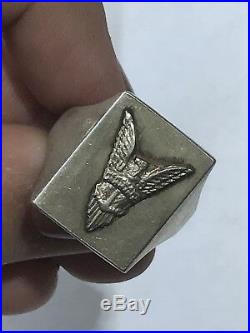 Solid Heavy Sterling Silver Vintage 925 Men's WW2 Merchant Marine Eagle Ring 9.5