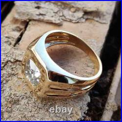 Solitaire Engagement & Wedding Men's Ring 14k Yellow Gold Plated 2.14ct Diamond