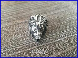 Stainless Steel Heavyweight Vintage 1980's Lions Head Mens Ring Sz. 9