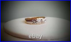Starburst Design With Diamonds 14k Mens Wedding Band Style Vintage Ring Size 12