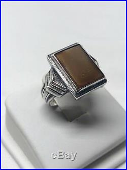 Sterling Silver Art Deco Ring Industrial Mens. 925 Vintage Sz10