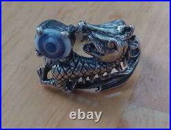 Sterling Silver Dragon Ring Eyeball Ring Vintage mens ring biker ring